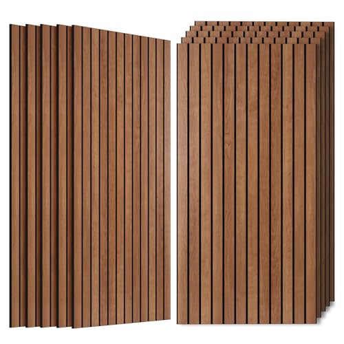 10 Pack Acoustic Panels Sound Absorbing, 47.2”x23.6” Sound Dampening Panels, Decorative Soundproof Wall Panels with Simulated Wood Grain Finish, for Office,Home Theater,Studio,Living Room, Cherry - color: Cherry, size: 10 PACK