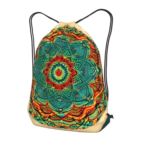 Mandala Drawstring Backpacks Polyester Bag For Yoga Meditation Fitness