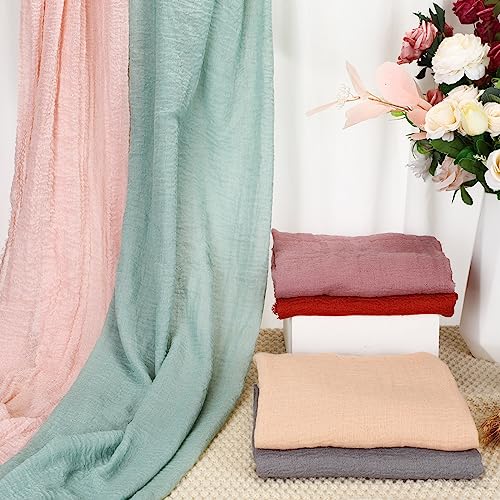 Geyoga 6 Pcs Women Scarf Shawl Hijab Scarves Cotton Crinkle Hijab for Women Blend Shawl Crinkle Wrap Head for Seasons - color: Vivid Colors