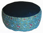 Meditation Cushion Zafu Pillow - Buckwheat and Kapok Fill - Indochine Floral Teal - color: Indochine Floral Teal