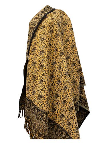 LUXURY HANDMADE OVERSIZE BLACK YELLOW COLOUR Yak Wool Shawl MEDITATION Blanket stole unisex Travel Wrap Soft gift for her