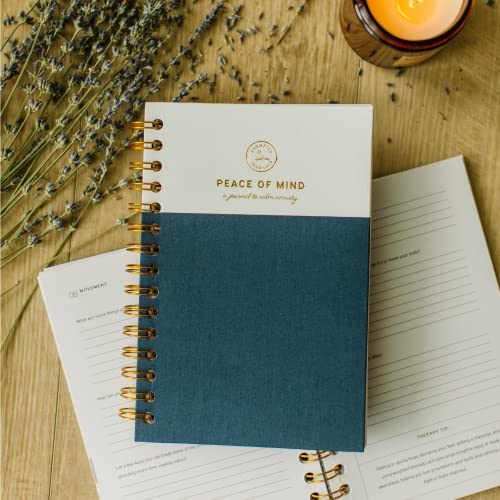 Promptly Journals, Peace of Mind: A Journal to Calm Anxiety (Navy Blue, Linen/Leatherette) | Anxiety Relief | Mental Health Journal | Anxiety Self-Help Journal | Anxiety Coping Journal - color: Navy Blue