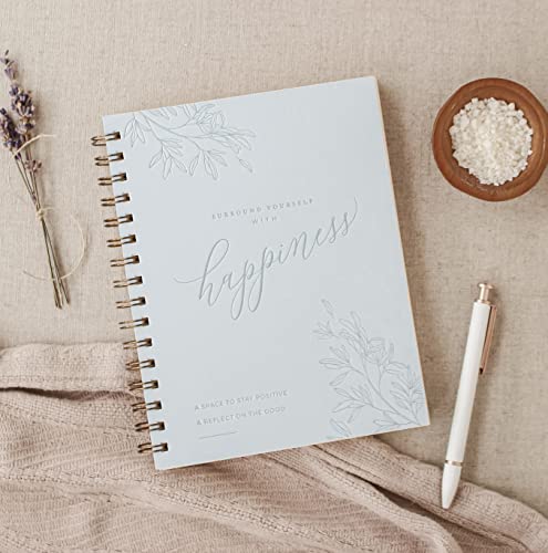 Happiness Guided Journal for Women; Manifest Personal Growth in 5 Minutes A Day; Larkspur Blue Surround Yourself with Happiness Journal with Daily Prompts; Mental Health Wellness Diary - color: Larkspur Blue