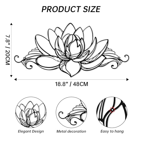 YATEASLU Lotus Wall Art, Zen Wall Decor with Mandala Design, Metal Lotus Flower Spiritual Decor for Home, Measuring Ideal for Yoga Meditation, A Gift for Yoga Lovers