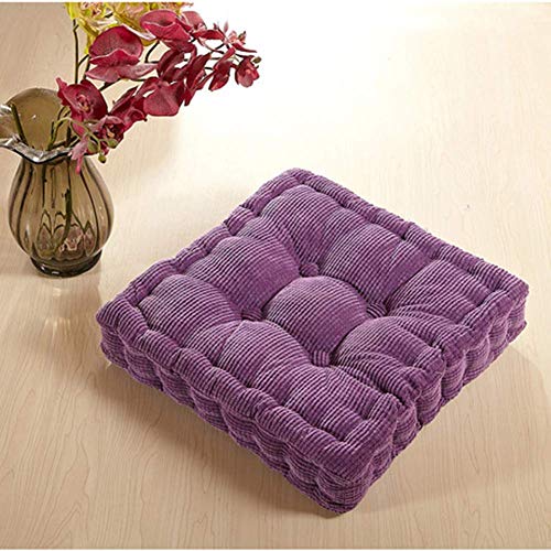 ZZenSmot Reversible Corduroy Tatami Chair Pads & Seat Cushion - Thick Tufted Floor Cushion Pillow for Meditation, Living Room, Office, Outdoor (Purple,43x43cm/17x17inch)