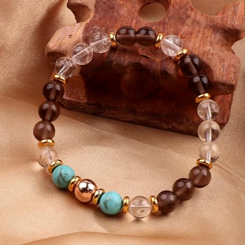 KSQS Healing Stone Bead Bracelet for Women, Natural Gemstones Balance Protection Bracelet, Spiritual Crystal Beads Bracelet Anxiety Relief with Meaning Card - style: Healing
