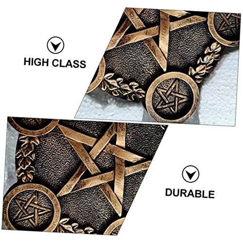 1pc Pentacle Star Candleholder Decorative Altar Prop for Rituals Wiccan Ceremonies Energy Gathering Mystical Design Bright Copper Finish
