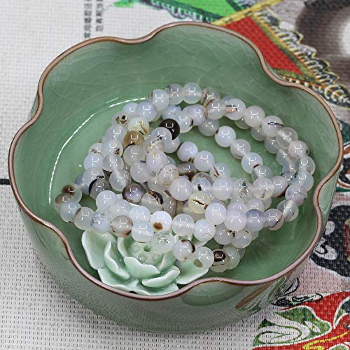 Keleny Gem Semi Precious Gemstones 8mm Natural Quartzite Stone Round Beads Rock Crystal Jasper Stretch Bracelet 7 Inch Unisex - color: Montana Agate Onyx