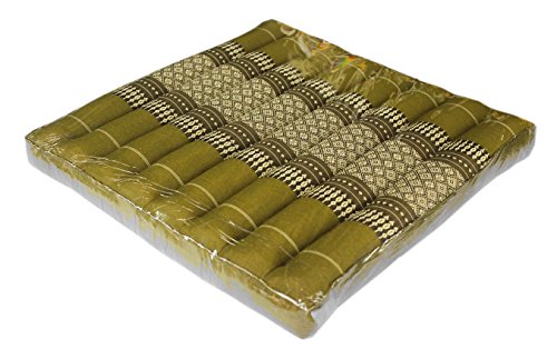 Floor Cushions Thai Cushion Meditation Zabuton Thai Style Soft Stuffed Filled Kapok Size 20"x20"x3" (Green)