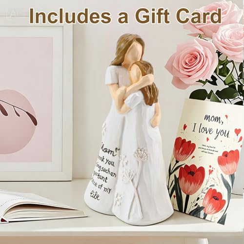 Mom Gifts from Daughter, Mother Daughter Figurine, Hand-Painted Resin Sculpture, Meaningful Birthday Mothers Day Valentines Day Gift, Home Decor Keepsake (Mother Daughter Hug) - color: Mother Daughter Hug Figurine