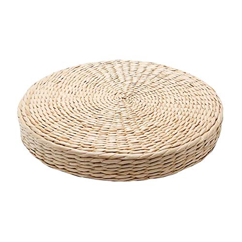 Emivery Woven Straw Cushion Tatami Floor Sitting Pillow Round Woven Yoga Mat for Home Dining Room Outdoor Garden Decor 15.7 inches