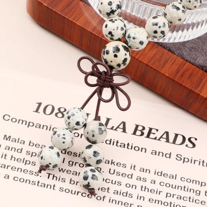 AD Beads 6mm 8mm 108 Prayer Mala Jasper Elastic Bracelet - Handmade Yoga Meditation Healing Power Energy Gifts for Unisex Adult. - color: Dalmatian Jasper (Positivity)