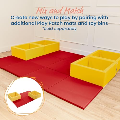 ECR4Kids SoftZone Play Patch Activity Mat Squares, Modular Playmat, Red, 4-Pack - color: Red