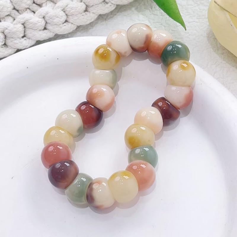 MUDI Bracelet For Women, Bodhi Seed Beads Bracelets Fidget Healing Energy Protection Stretch to My Man Jewelry Gift - color: Oval Colorful