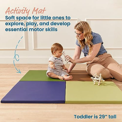 ECR4Kids SoftZone Play Patch Activity Mat Squares, Modular Playmat, Earthtone, 4-Pack - color: Earthtone