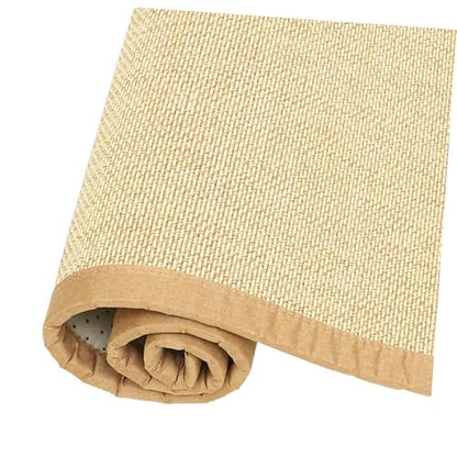 Healifty Bamboo Woven Tatami Mat 50x150CM Portable Meditation Cushion Breathable Floor Pad for Yoga Home Use and Sleeping