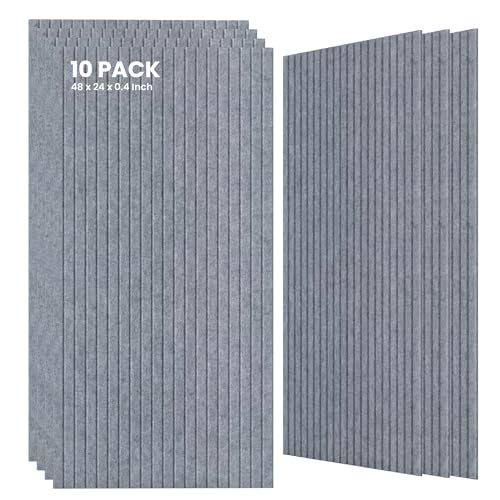 10 Pack Large Acoustic Panels,47.2 x 23.6 x 0.35 Inch Sound Proof Foam Panels for Walls，Premium Noise Dampening Panels,Sound Panels for Media Room, Office and Studio,African Gray - color: African Gray, size: 10 pcs - 47.2'' * 23.6''