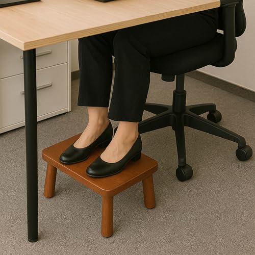 Wooden Step Stool, Foot Stool with Non-Slip Mat, One Step Stool, Small Stool for High Beds, Office, Bedroom, Bathroom (Brown, Small) - color: Brown, size: Small