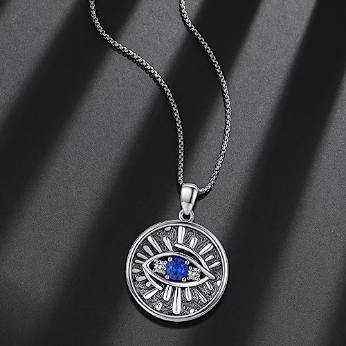 Evil Eye Necklace for Women 925 Sterling Silver, Protection Necklace with Blue Evil Eye Charm, Evil Eye/Lotus Pendant Jewelry, Birthday Christmas Gifts for Her - style: Blue Evil Eyes 11