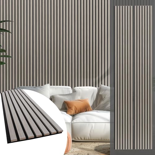 Yuzzy Wood Panels for Wall and Ceiling - 108 x 11 Inch Wood Slat Acoustic Panels 2 PCS - Modern Sound Absorbing Wall Panels for Interior Wall Decor for Home, Office, Studio - Rustic Gray Oak - color: Rustic Gray Oak, size: 2pcs - 108 * 11 in