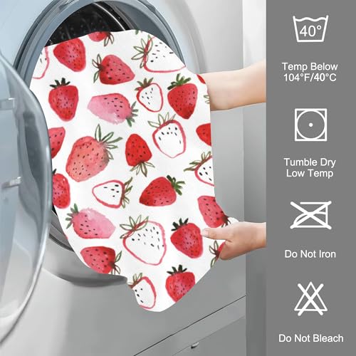 Beautiful Strawberry Towels for Bath & Kitchen - Soft, Absorbent Set of 2 - 14 x 28 in - color: Beautiful Strawberries