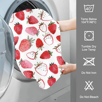 Beautiful Strawberry Towels for Bath & Kitchen - Soft, Absorbent Set of 2 - 14 x 28 in - color: Beautiful Strawberries