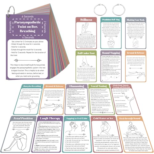 32 Pcs Somatic Therapy Exercise Cards 5.9 x 4 Inches Mindfulness Cards Coping Skills for Nervous System Regulation, Relieve Anxiety, Reconnect with Your Body, and Find Comfort