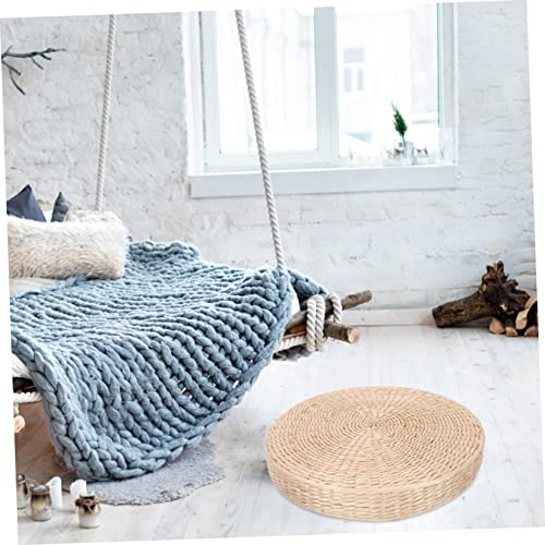 GLEAVI Natural Woven Japanese Style Cushion Round Meditation Seating Pad for Home Yoga Thickness for Floor Use Relaxation