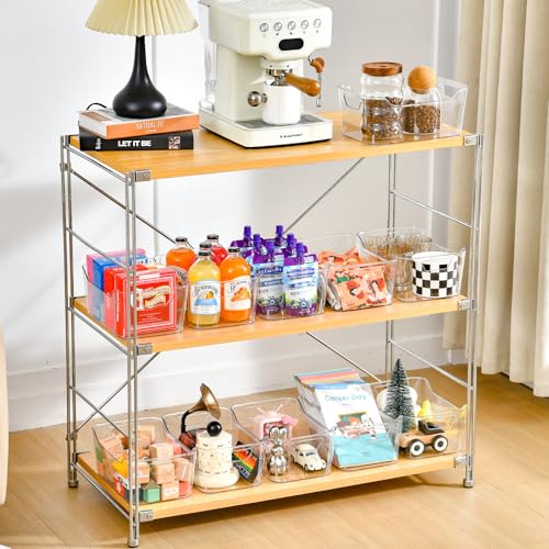 12 Pack Clear Plastic Storage Bins, Pantry Organizers and Storage, Clear Pantry Organizer Bins, Plastic Containers with Handle for Kitchen,Freezer,Cabinet,Closet,Bathroom Under Sink Storage - size: Medium