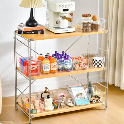 12 Pack Clear Plastic Storage Bins, Pantry Organizers and Storage, Clear Pantry Organizer Bins, Plastic Containers with Handle for Kitchen,Freezer,Cabinet,Closet,Bathroom Under Sink Storage - size: Medium