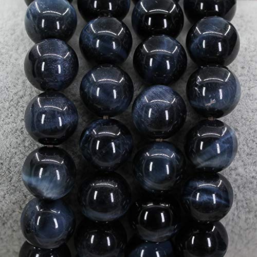 Amandastone Natural Gemstone 10mm Round Beads Stretch Bracelet 7 Inch - color: Blue Tiger Eye