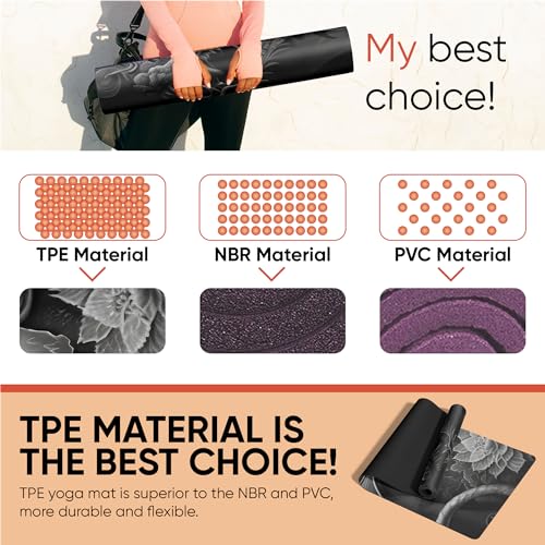 Custom Yoga Mat | Ships Next Day | Customize | Workout Mat for Men and Women | Non Slip Rubber Exercise Mat | 4mm Thick Gym Mat for Meditation, Pilates, Yoga, Gym - color: Greyscale