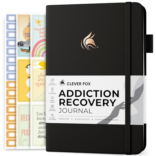 Clever Fox Addiction Recovery Journal – Addiction Treatment Planner & Workbook – Daily Sobriety Journal for Recovery Progress, A5 (Black) - color: Black, size: A5 (5.8'' x 8.3'')