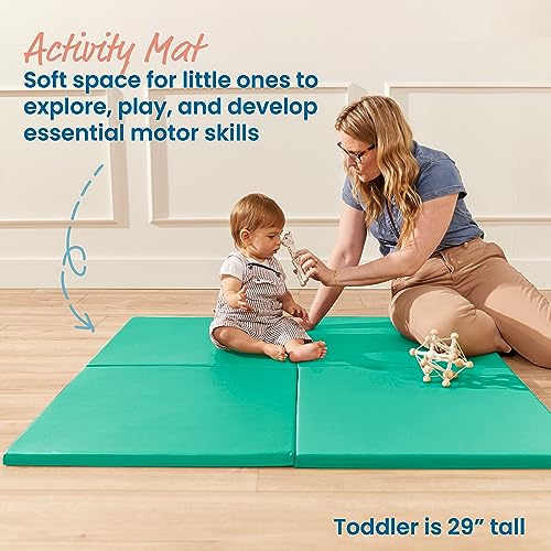 ECR4Kids SoftZone Play Patch Activity Mat Squares, Modular Playmat, Emerald, 4-Pack - color: Emerald
