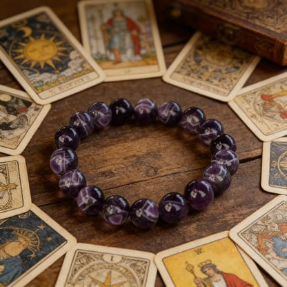 Natural Handmade Healing Chakra Bracelet - color: 10mm-Amethyst-FOR 7-8 INCH WRIST