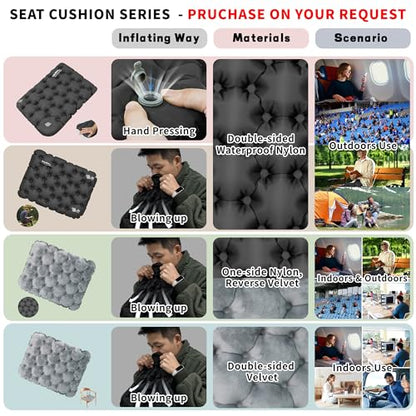 EULANT Inflatable Push-Press Seat Cushion,Lightweight Camping Air Sitting Pad,Portable Travel Air Cushion for Stadium Seat,Bleacher,Hiking,Climbing,Office,Airplane Car, Upgraded-blue