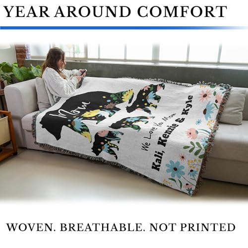 Pure Country Weavers Mom and Cubs Blanket - Personalized - Custom Gift Tapestry Throw Woven from Cotton - Made in The USA (72x54) - color: Mom and Cubs Blanket