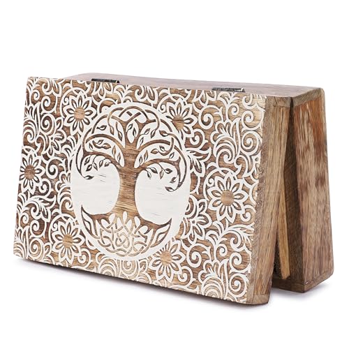 Ajuny Tree of Life Pattern Decorative Box Keepsake Trinket Holder Treasure Chest Jewelry Organizer for Necklaces Watch Storage Boxes Great for Gift- 8X5 Inch - style: Artisanal