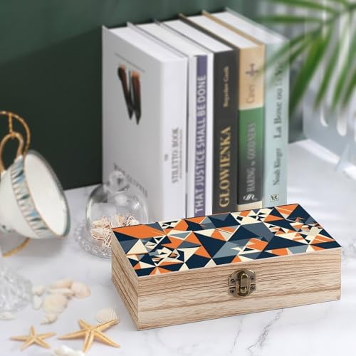 Storage Box Wooden Keepsake Box With Lid Gift Decorative Boxes Wood Keepsake Chest Jewelry Spliced Geometric Shapes Storage Container for Organize Jewelry Keepsake Gift