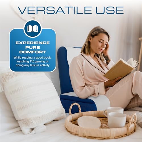Kolbs Bed Wedge Pillow for Sleep Apnea, FSA Eligible Acid Reflux, and Back Pain Relief, with Chic Jacquard Cover - Headboard Wedges for Sleeping (19" Wedge Reading - Blue) - size: 19" Wedge Reading - Blue