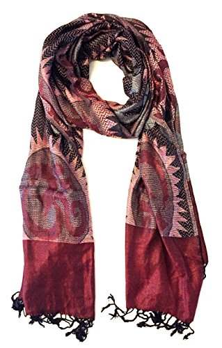 OMA® Om Spiritual Meditation Shawl Scarf With Sanskrit Holy Mantra Reversible Double Weave