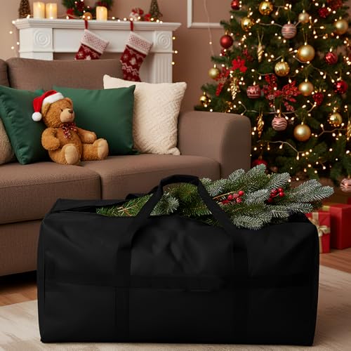 LYHNMW Outdoor Cushion Storage Bag, 600D Oxford Fabric Waterproof Extra Large Patio Furniture Bag, Cushion Organizer Bag with Zipper & Padded Handle(59"L x 20"W x 28"H)