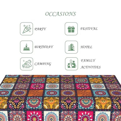 70x140 Inch Boho Mandala Rectangle Tablecloth Navajo Indian Ethnic Style Colorful Geometric Table Cloth Washable Durable Table Cover Kitchen Home Banquet Buffet Party Picnic Wedding Decor
