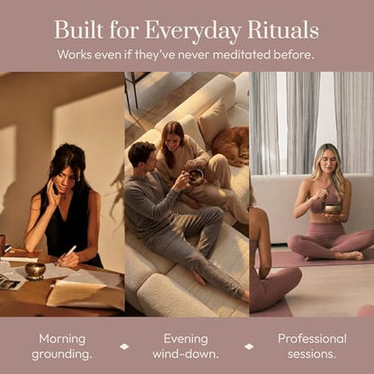Silent Mind Tibetan Singing Bowl Set – Easy to Play & Beginner Friendly Meditation Bowl with Cushion & Mallet | Stress Relief & Mindfulness | Gift-Ready - color: Matte Gold, size: Without Case