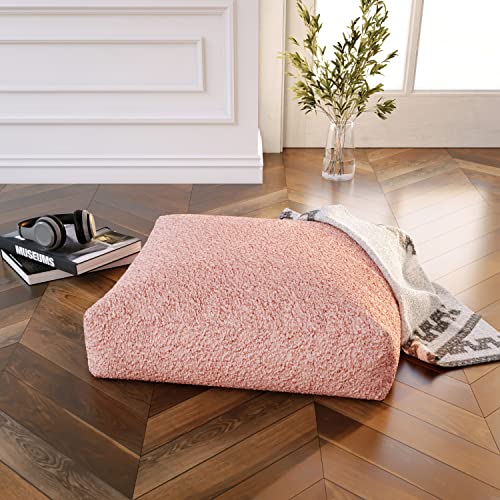 Jaxx Brio Large Décor Floor Pillow/Meditation Yoga Cushion, Shearling Faux Lamb, Pink - color: Pink