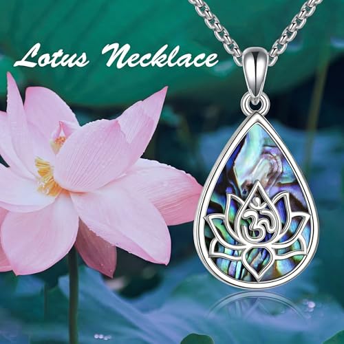 ONEFINITY Lotus Necklace 925 Sterling Silver Moonstone Pendant Necklace Yoga Lotus Jewelry for Women - style: style B