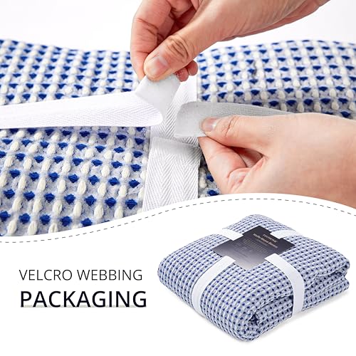 Lightweight Cotton Waffle Blanket Twin Size, Modern Two-Tone Check Pattern, Soft & Breathable for Bed, Couch, Sofa, All Seasons –Navy Blue/White, 60"x80" - color: Navy/White, size: Twin