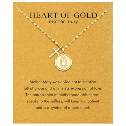 Golden Necklace for Women Virgin Mary Angel Butterfly Necklace Sister New Mom Friendship Necklace Birthday Christmas Gift - style: Virgin Mary