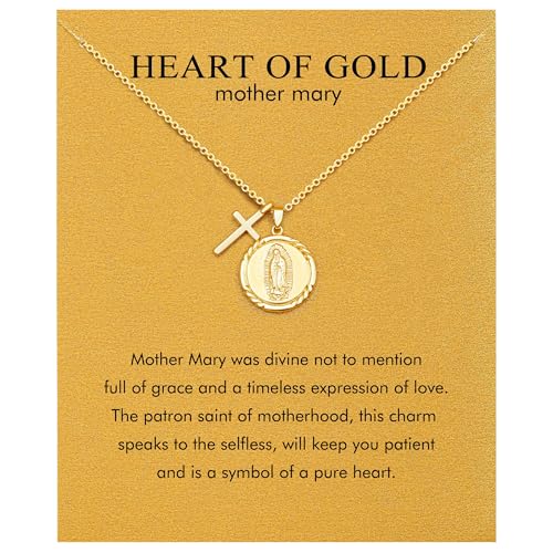 Golden Necklace for Women Virgin Mary Angel Butterfly Necklace Sister New Mom Friendship Necklace Birthday Christmas Gift - style: Virgin Mary