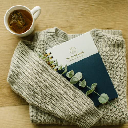 Promptly Journals, Peace of Mind: A Journal to Calm Anxiety (Navy Blue, Linen/Leatherette) | Anxiety Relief | Mental Health Journal | Anxiety Self-Help Journal | Anxiety Coping Journal - color: Navy Blue